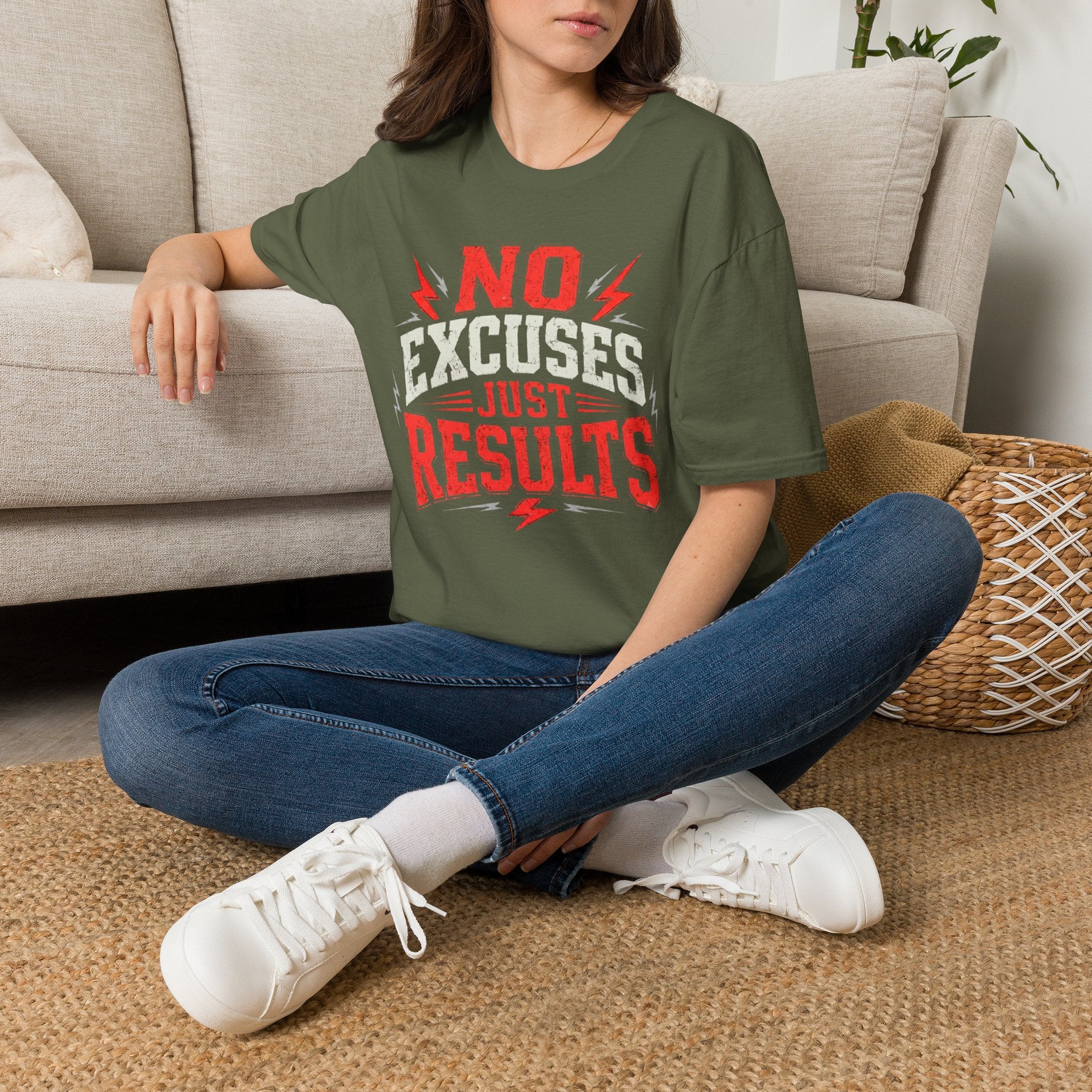 No Excuses Just Results Red T-Shirt