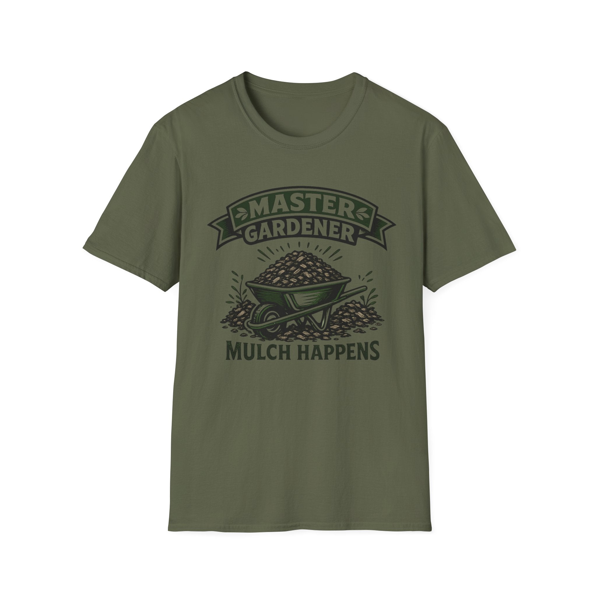 Master Gardener Mulch Happens Wheelbarrow T‑Shirt