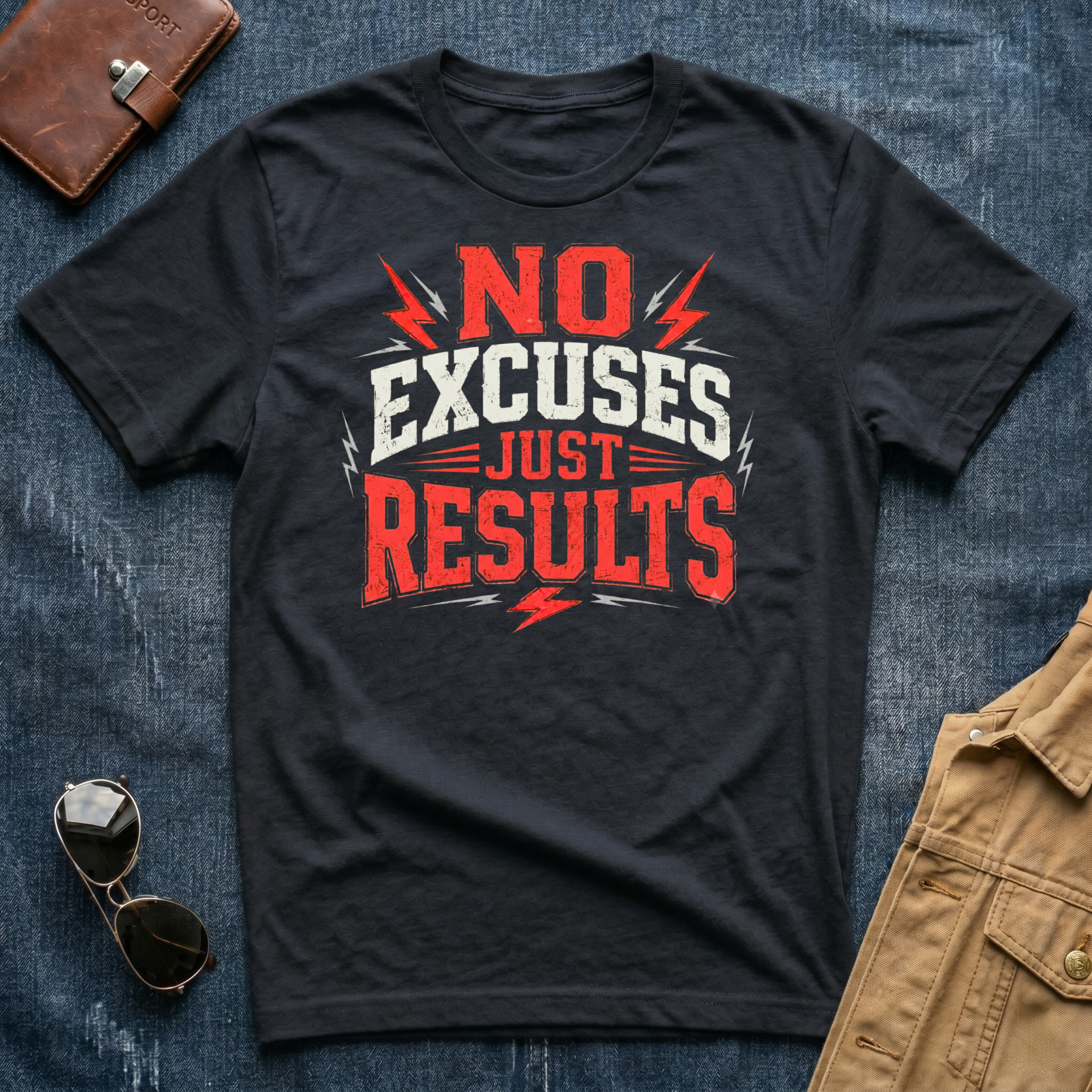 No Excuses Just Results Red T-Shirt