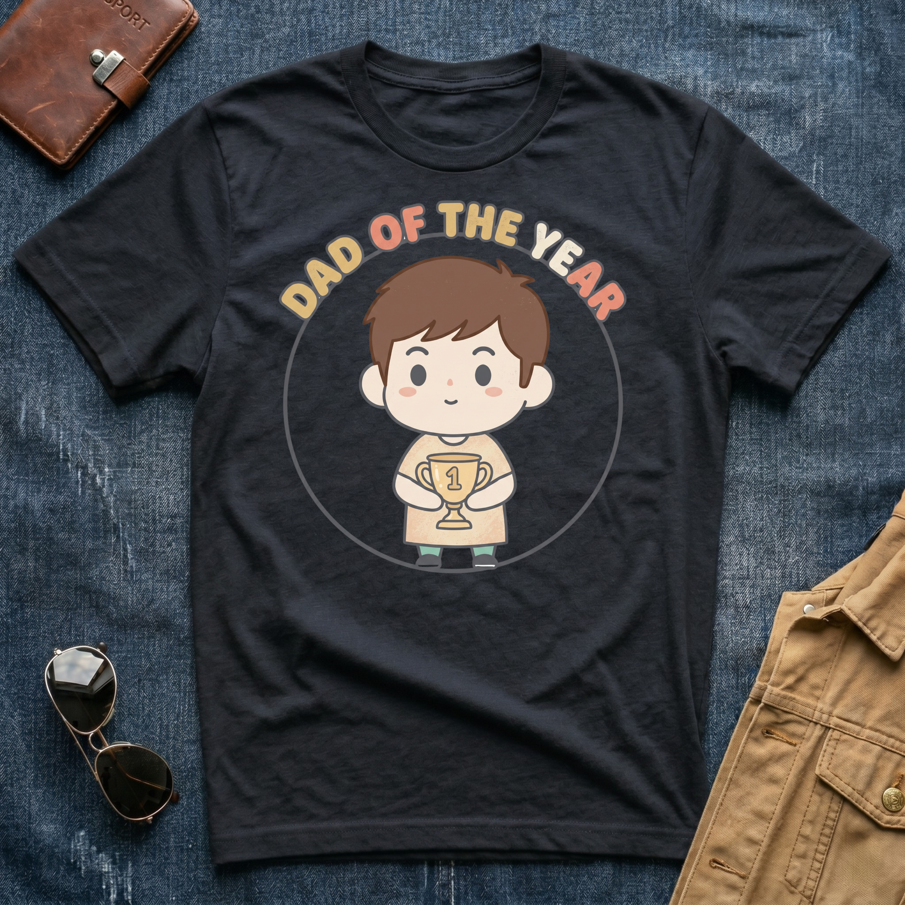 Dad of the Year Brown T-Shirt