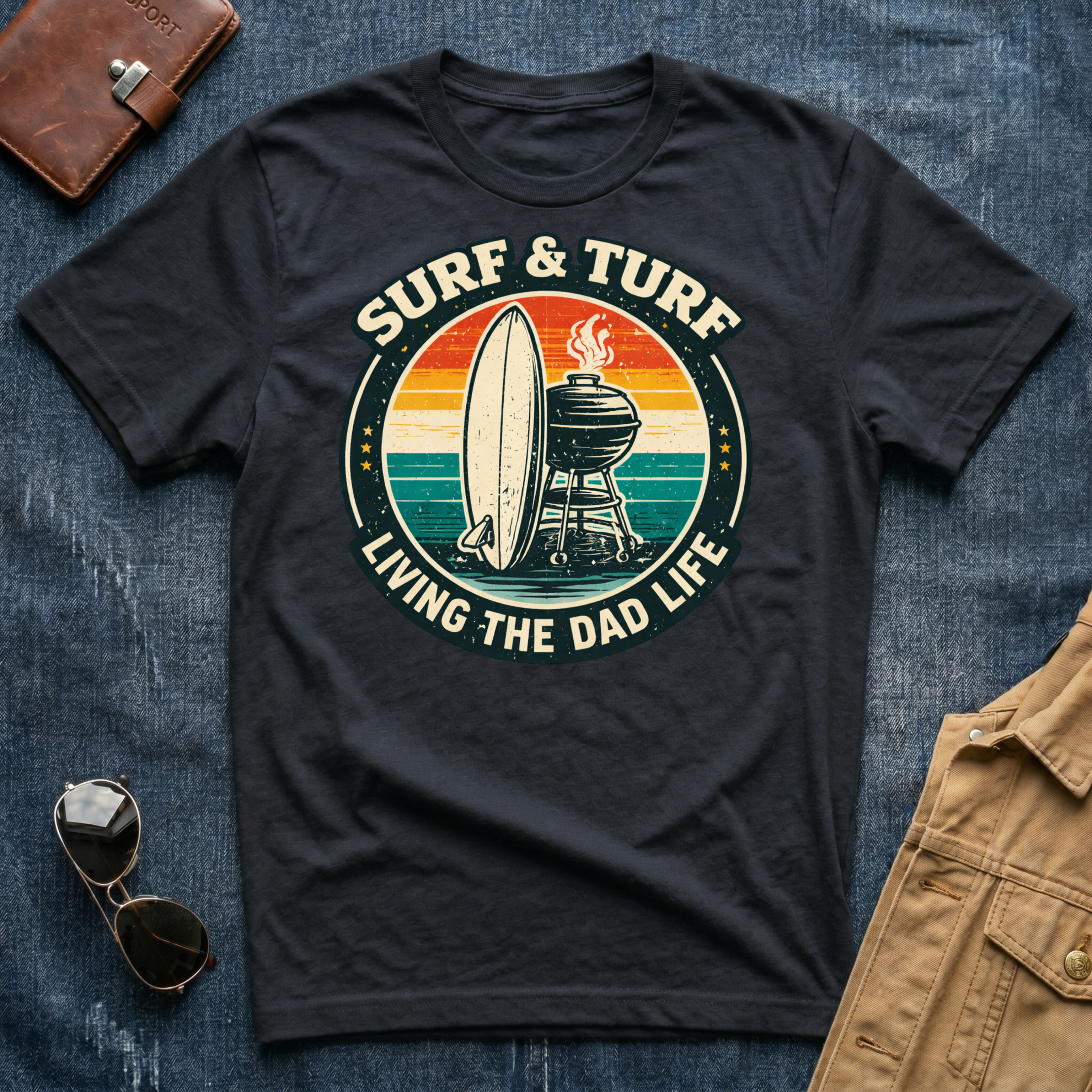 Surf & Turf Living the Dad Life T-Shirt