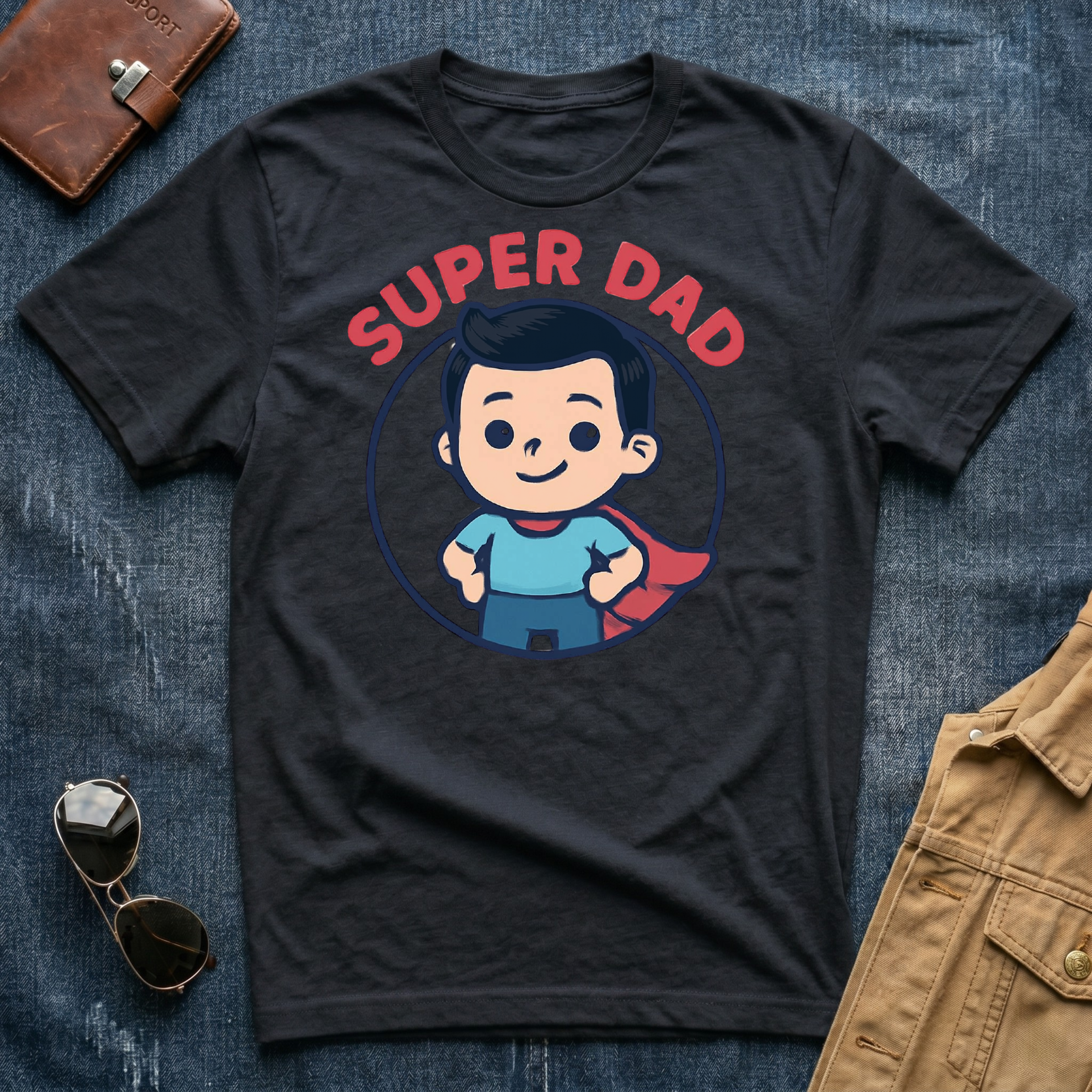 Anime Super Dad Black T-Shirt