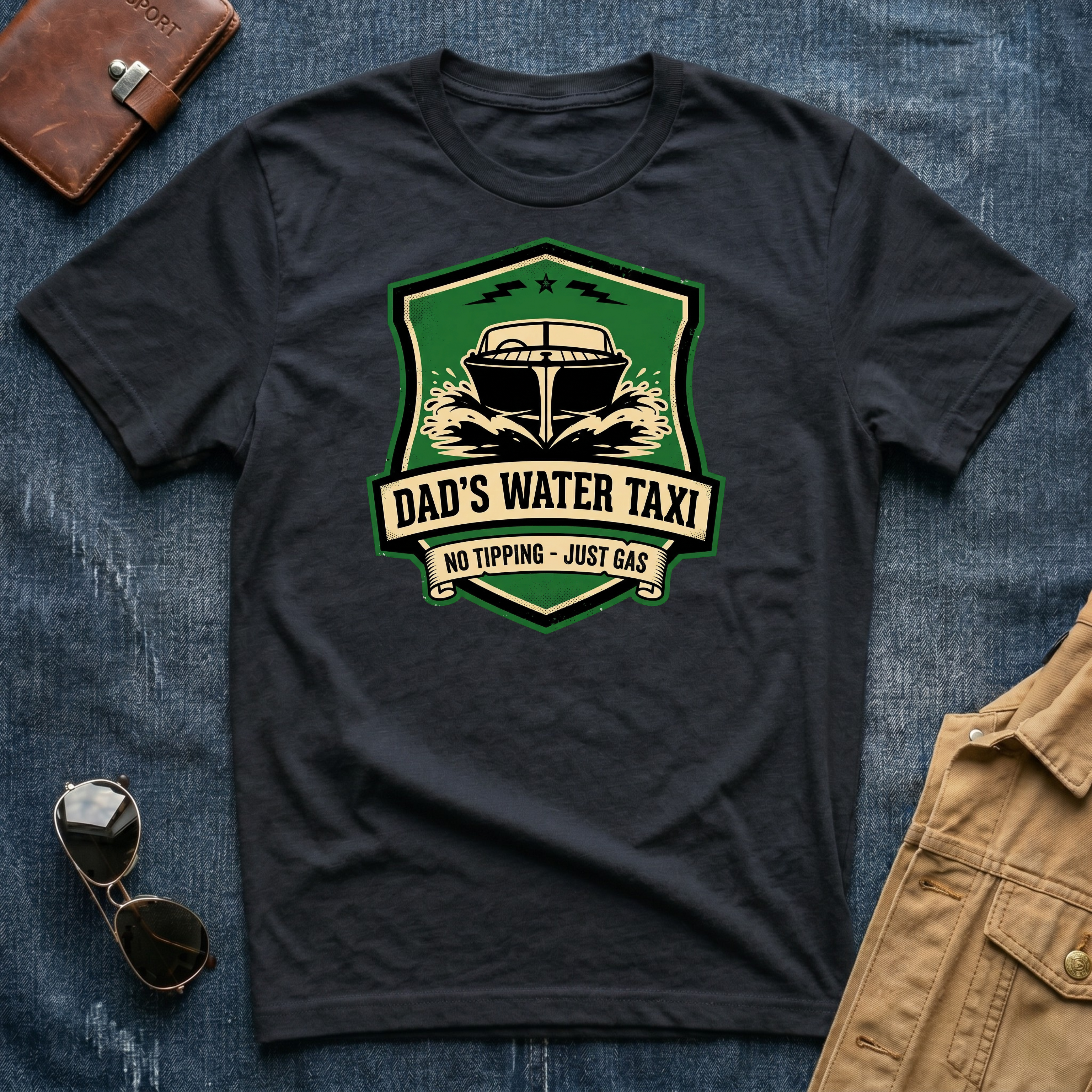 Dad’s Water Taxi No Tipping T Shirt