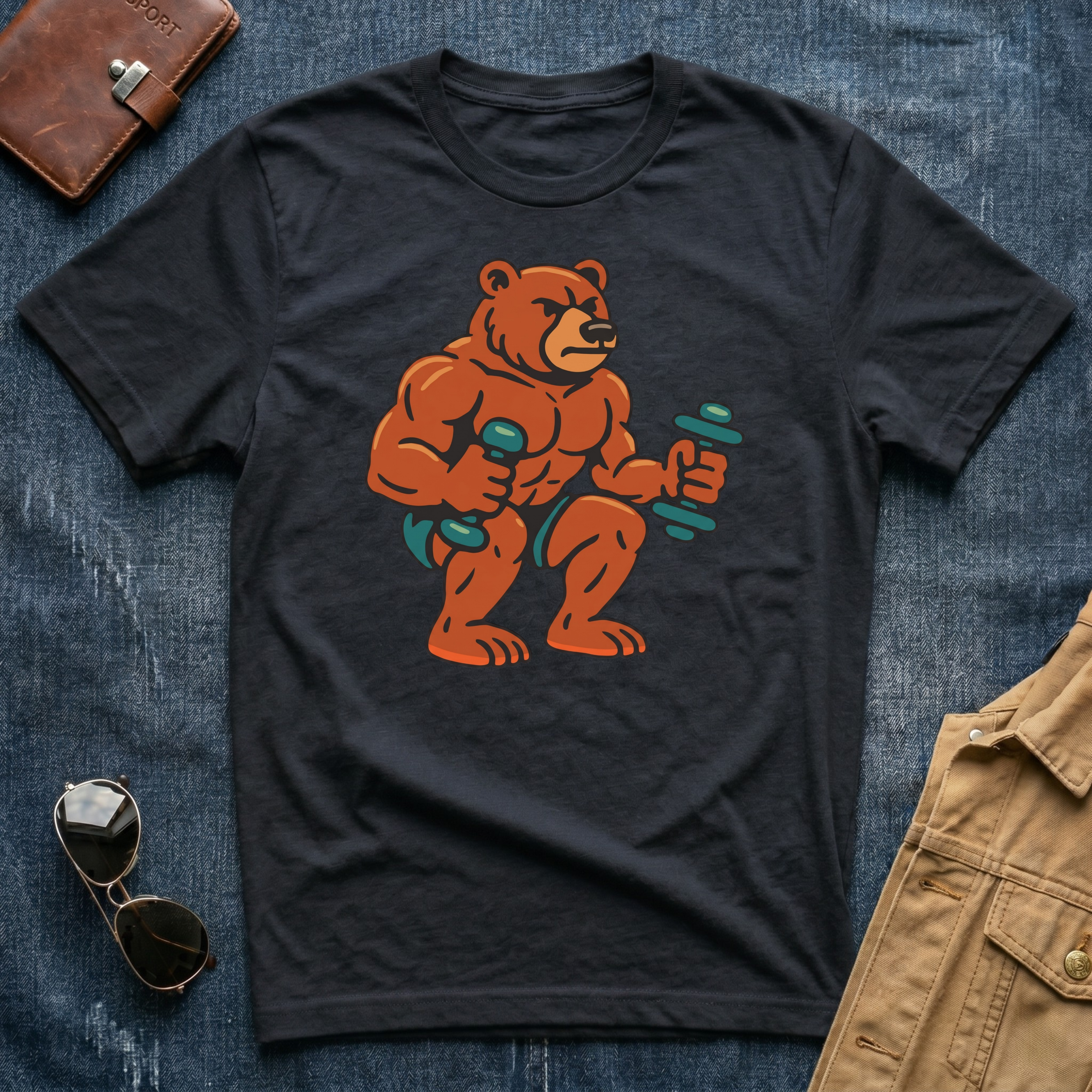 Bear Lifting Weights T-Shirt