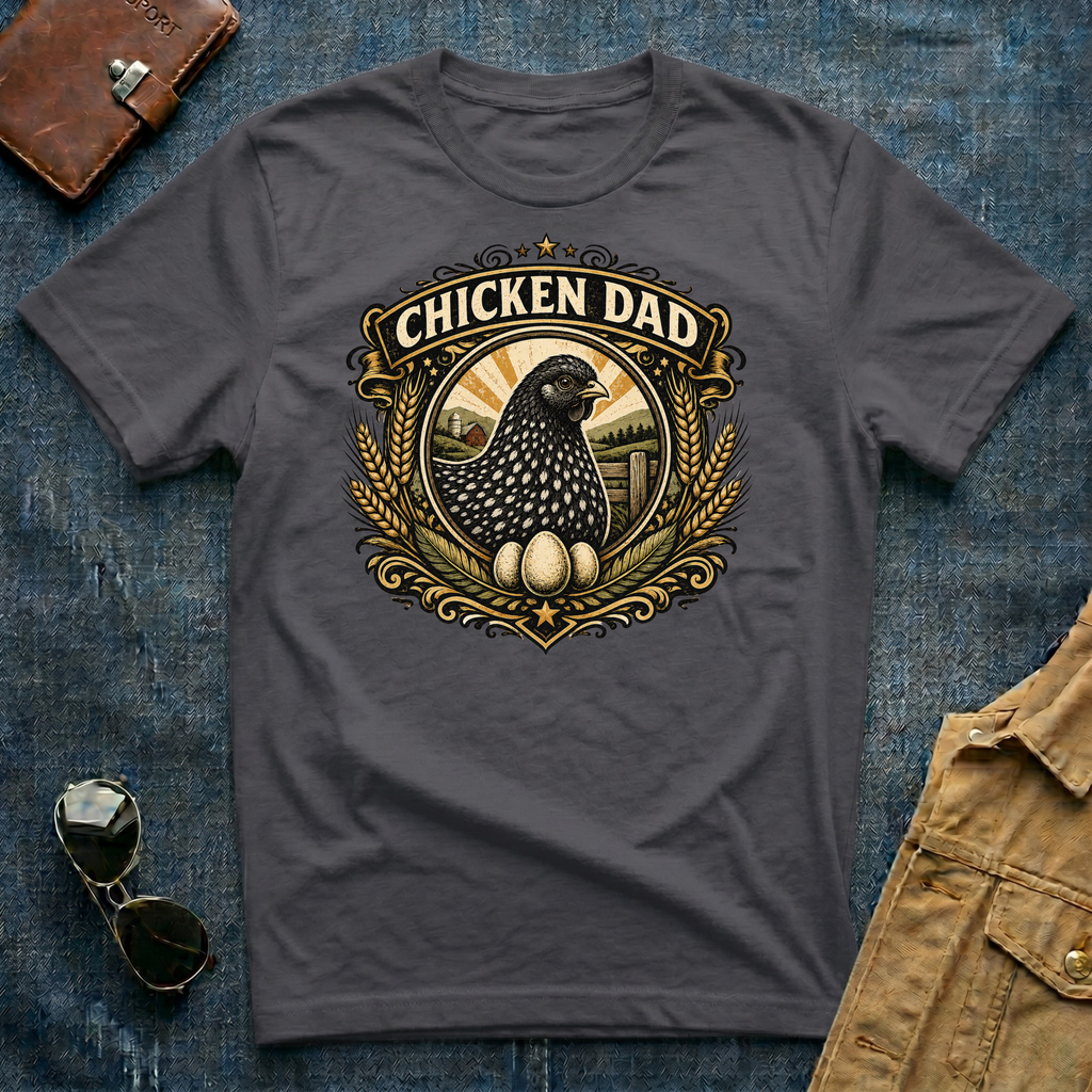 Chicken Dad Black and White T-Shirt