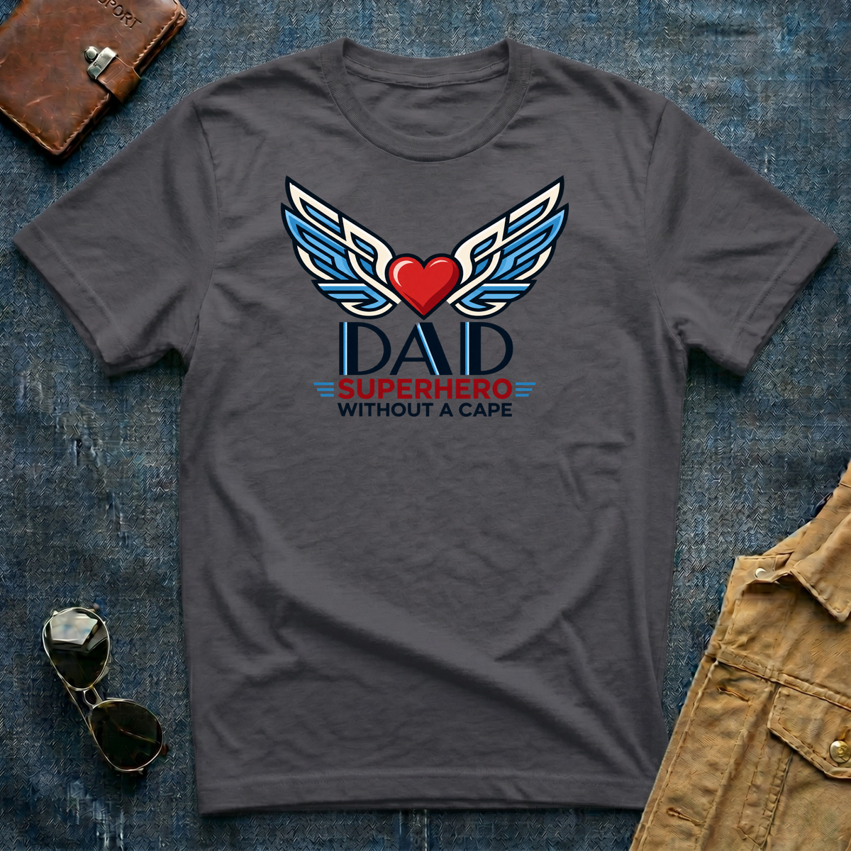 Dad Superhero Red White Blue T-Shirt