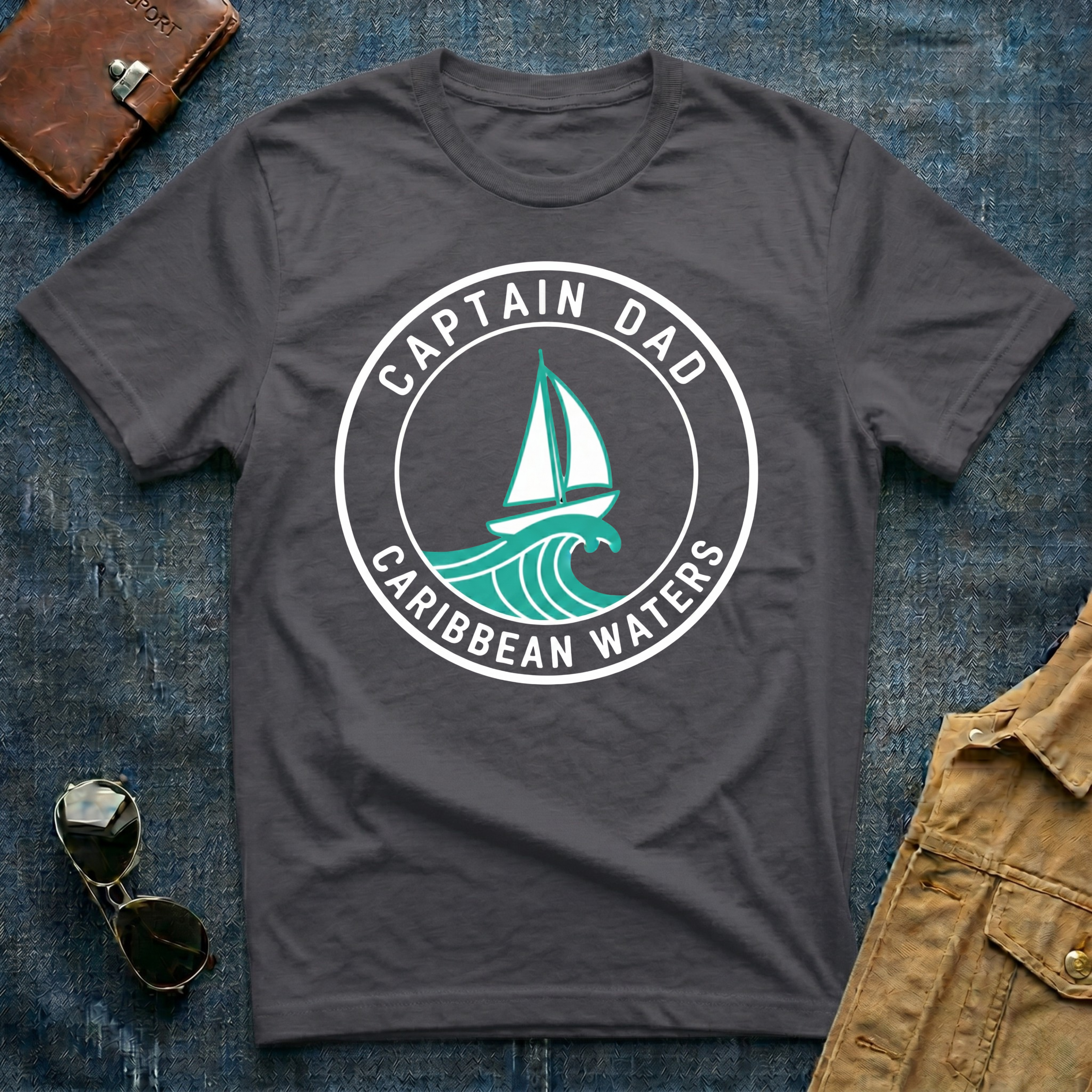 Captain Dad Caribbean Waters Blue T-Shirt