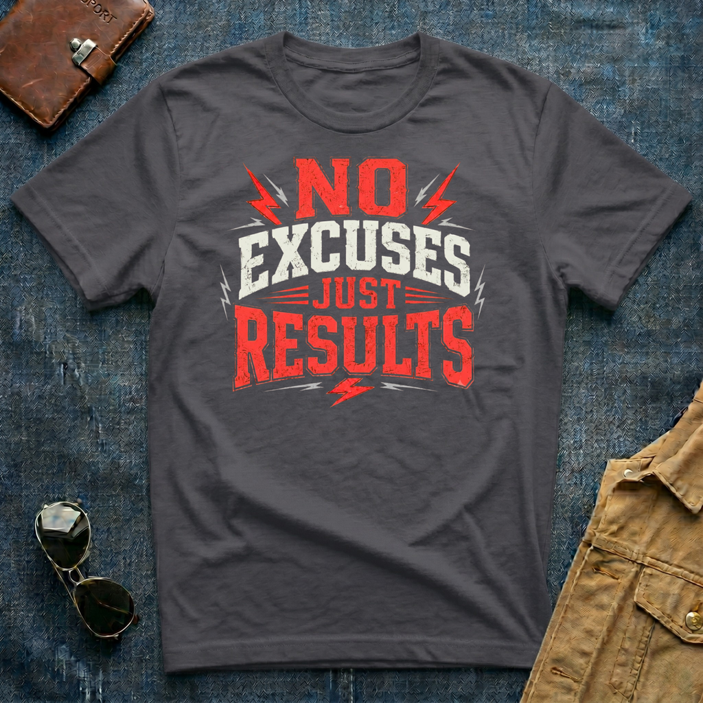 No Excuses Just Results Red T-Shirt