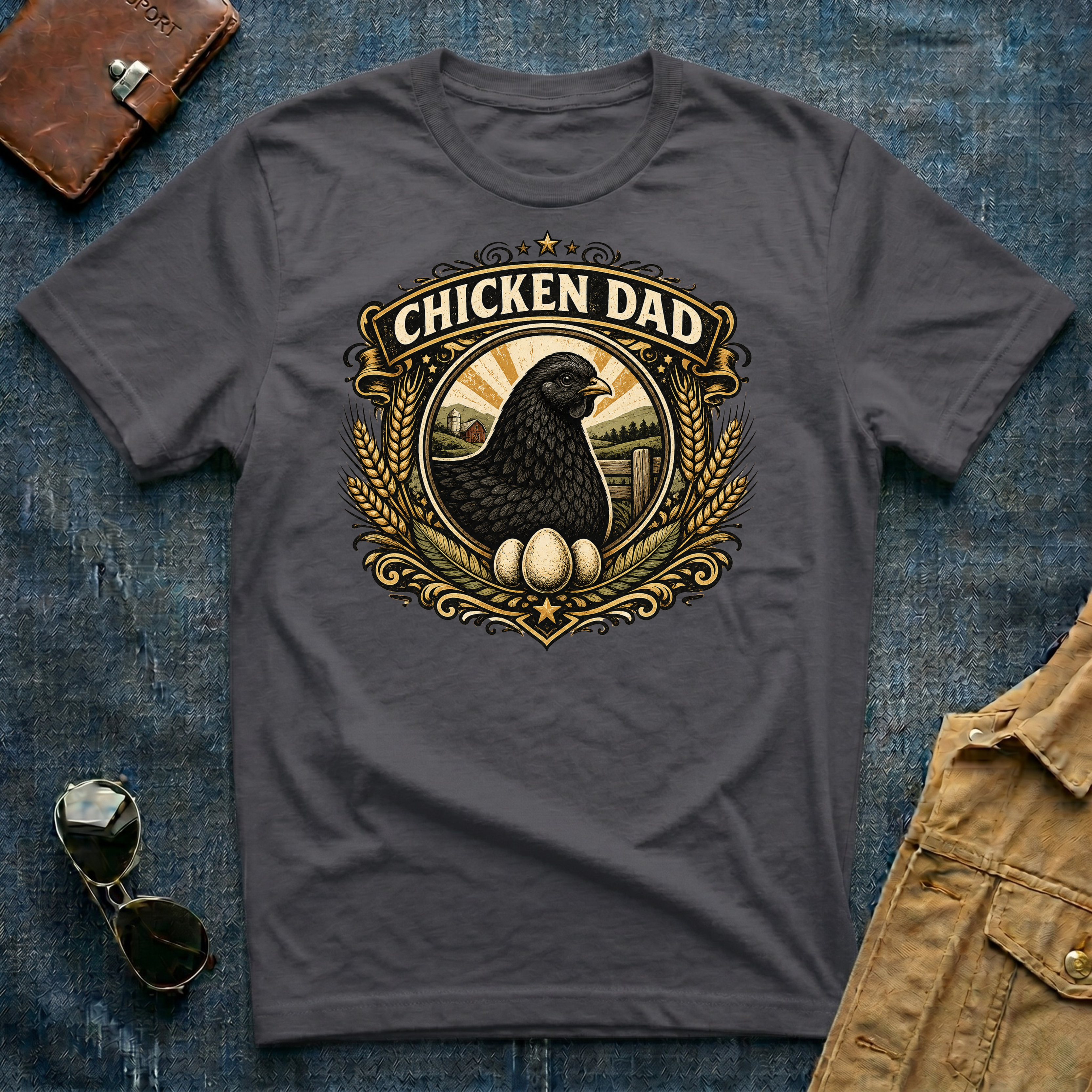 Chicken Dad Black T-Shirt
