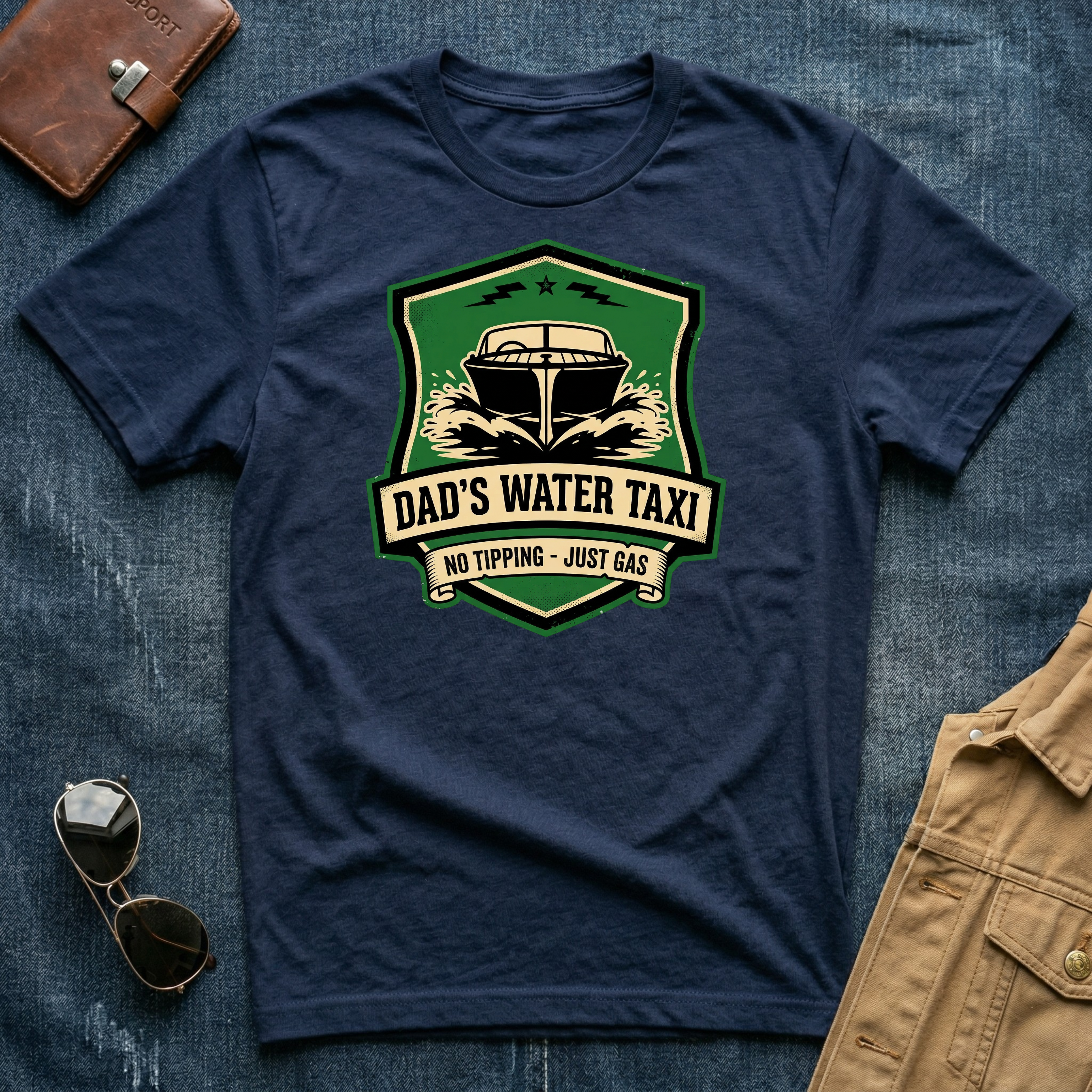 Dad’s Water Taxi No Tipping T Shirt