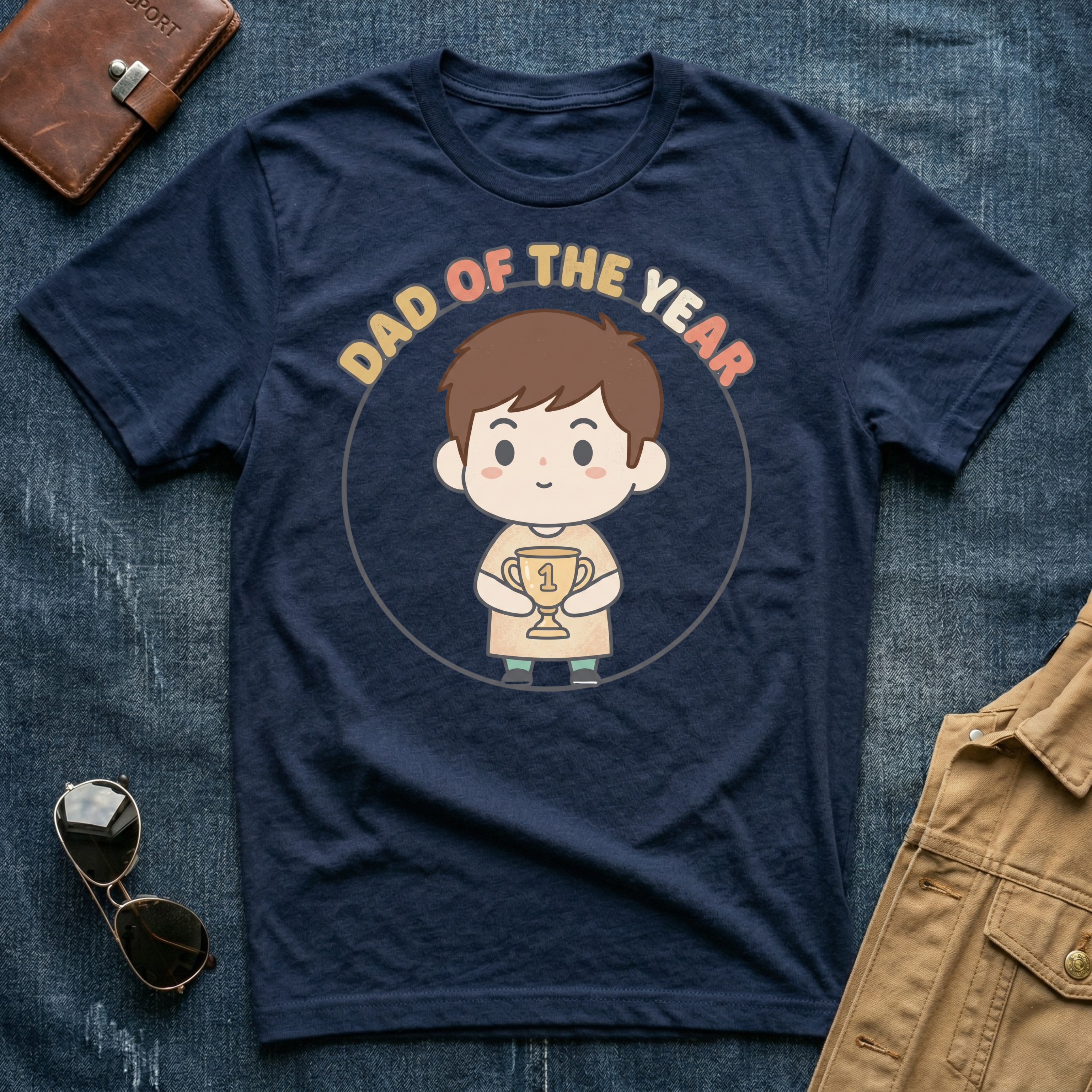 Dad of the Year Brown T-Shirt