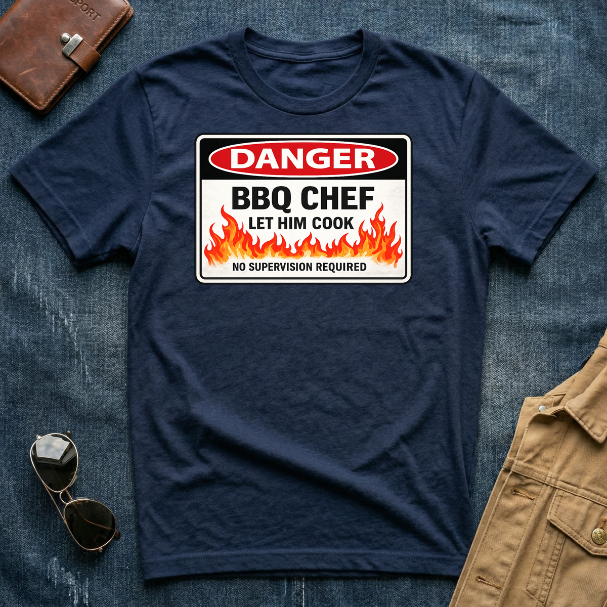 Danger BBQ Chef Let Him Cook T Shirt