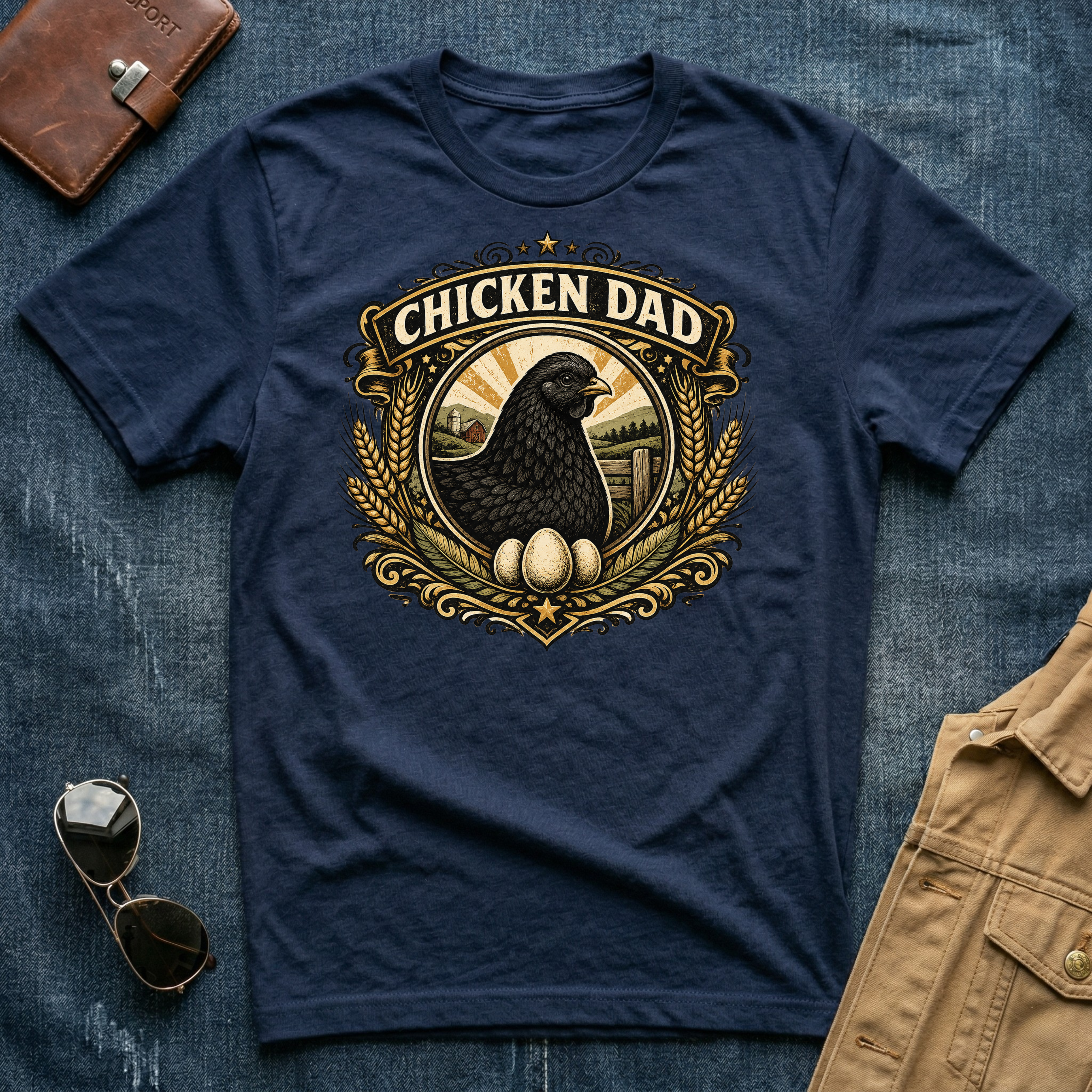 Chicken Dad Black T-Shirt