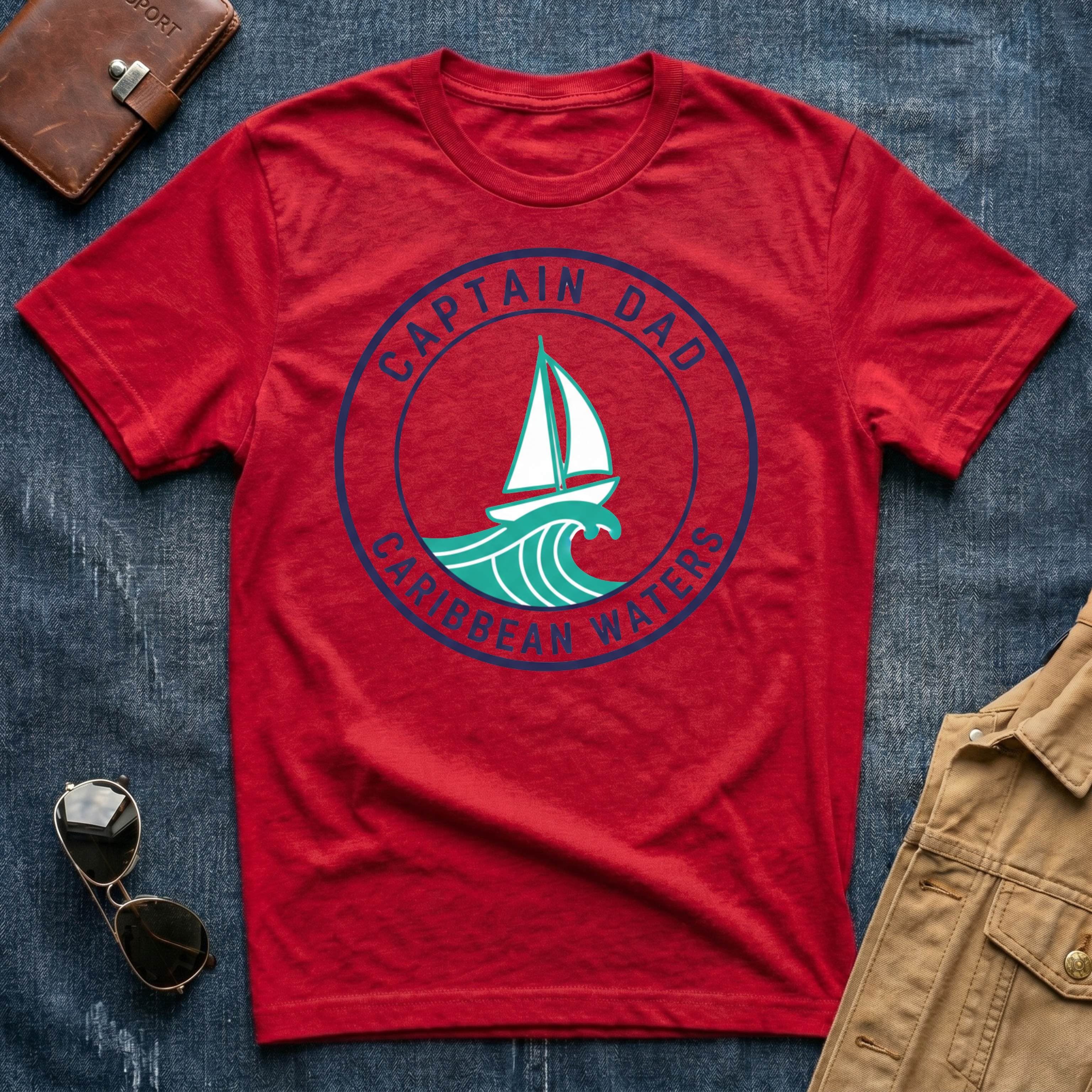 Captain Dad Caribbean Waters Blue T-Shirt