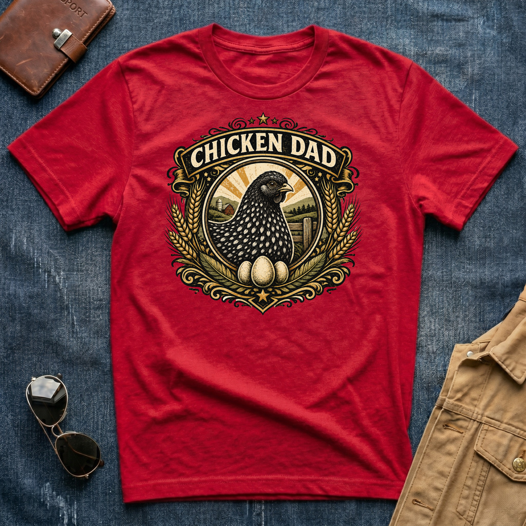 Chicken Dad Black and White T-Shirt
