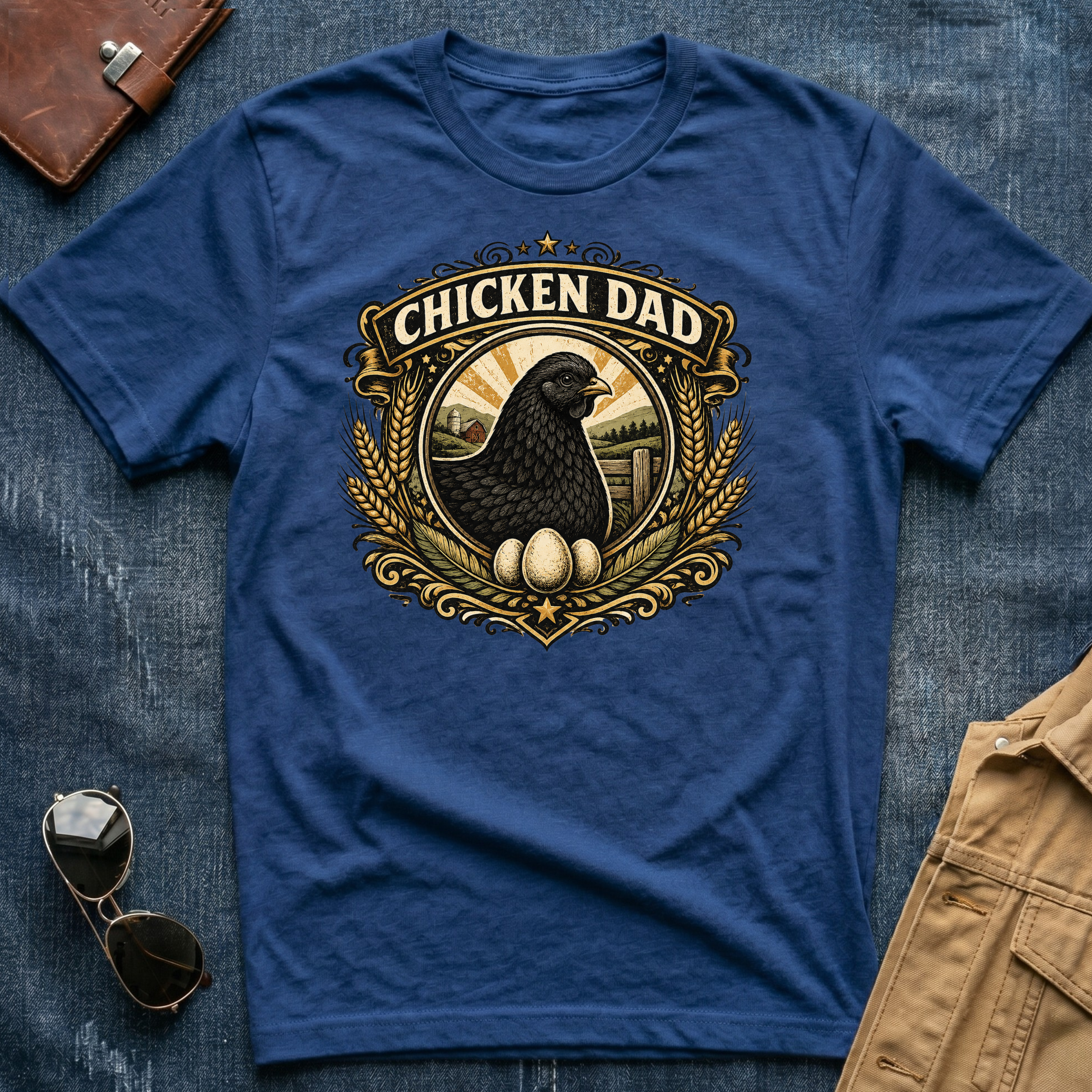 Chicken Dad Black T-Shirt