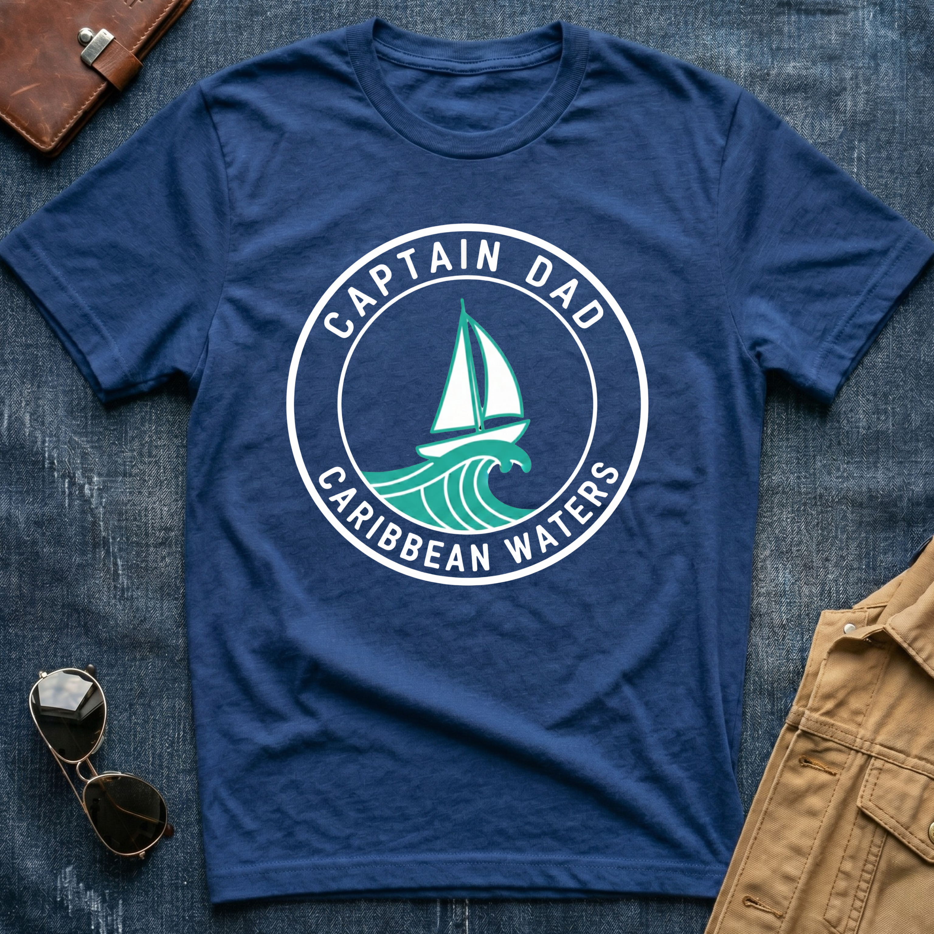 Captain Dad Caribbean Waters Blue T-Shirt