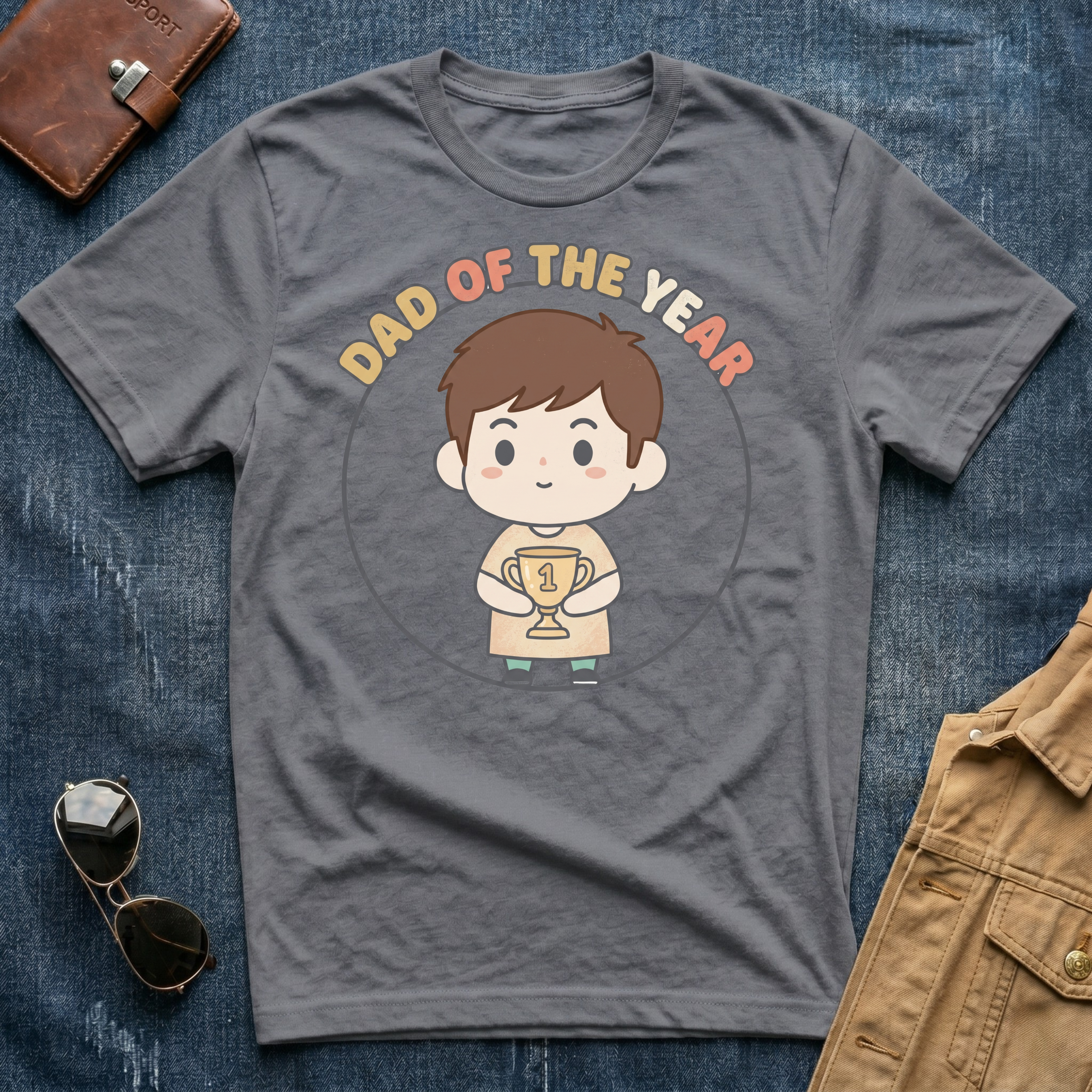 Dad of the Year Brown T-Shirt