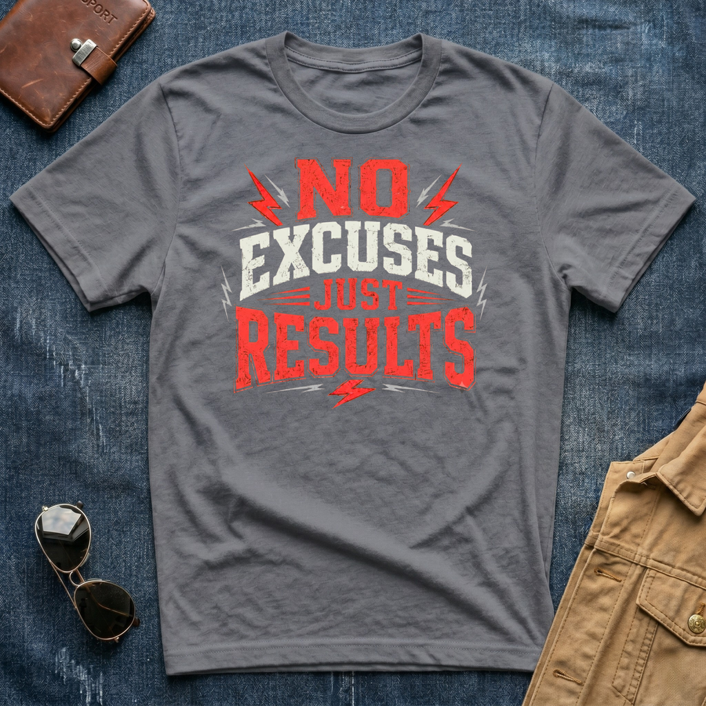 No Excuses Just Results Red T-Shirt