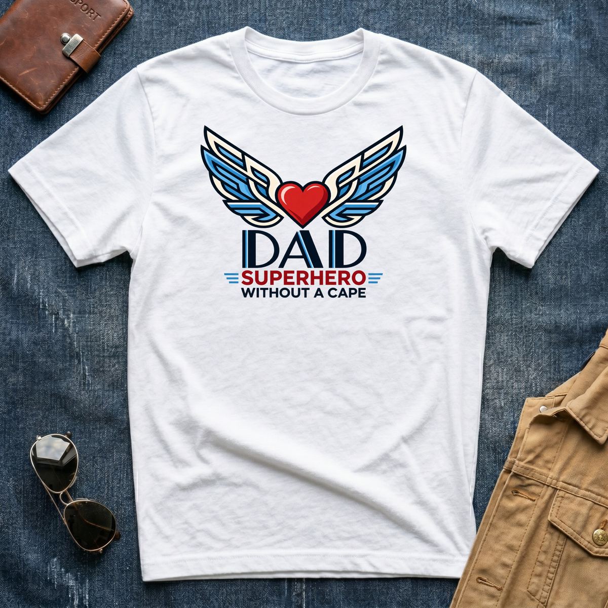 Dad Superhero Red White Blue T-Shirt