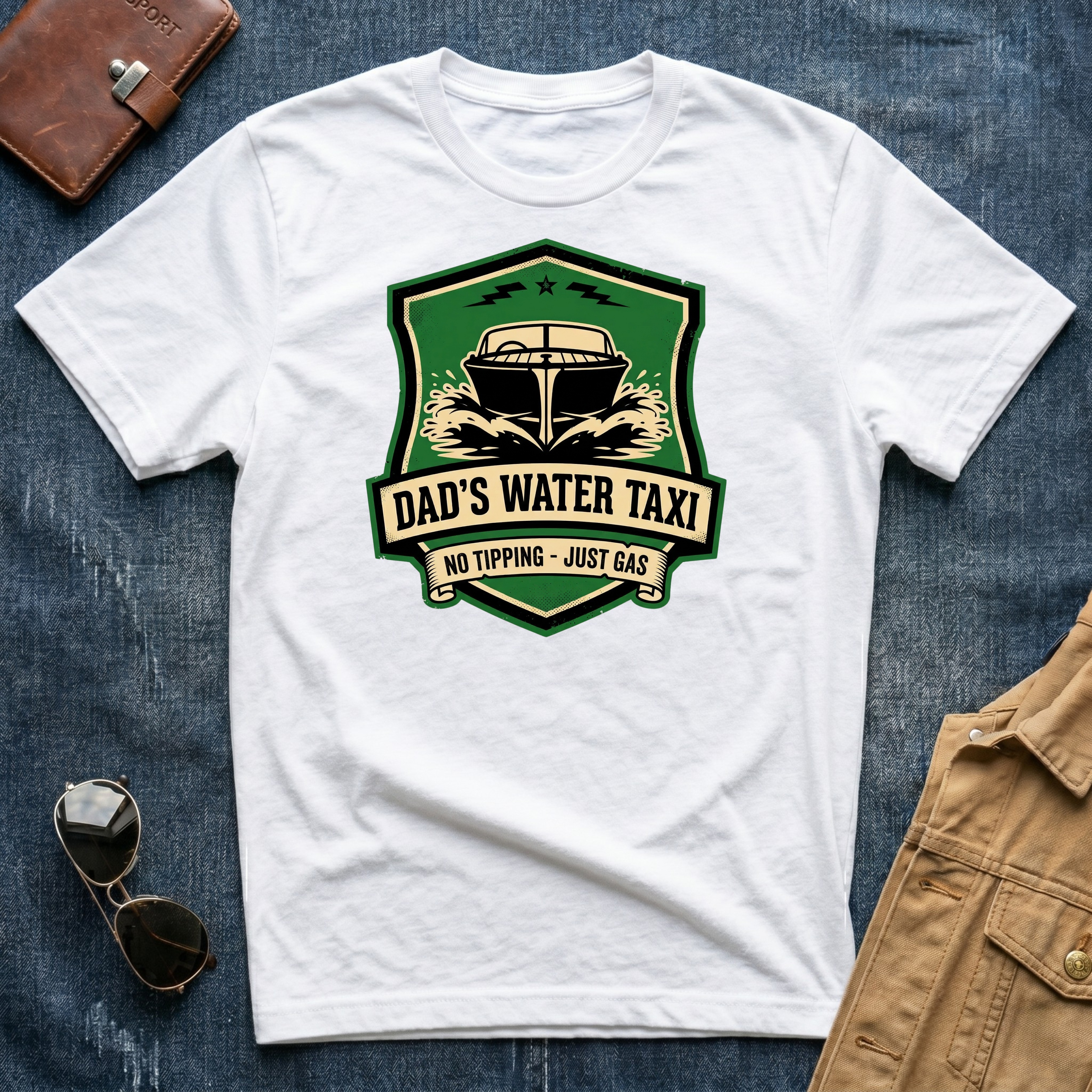 Dad’s Water Taxi No Tipping T Shirt