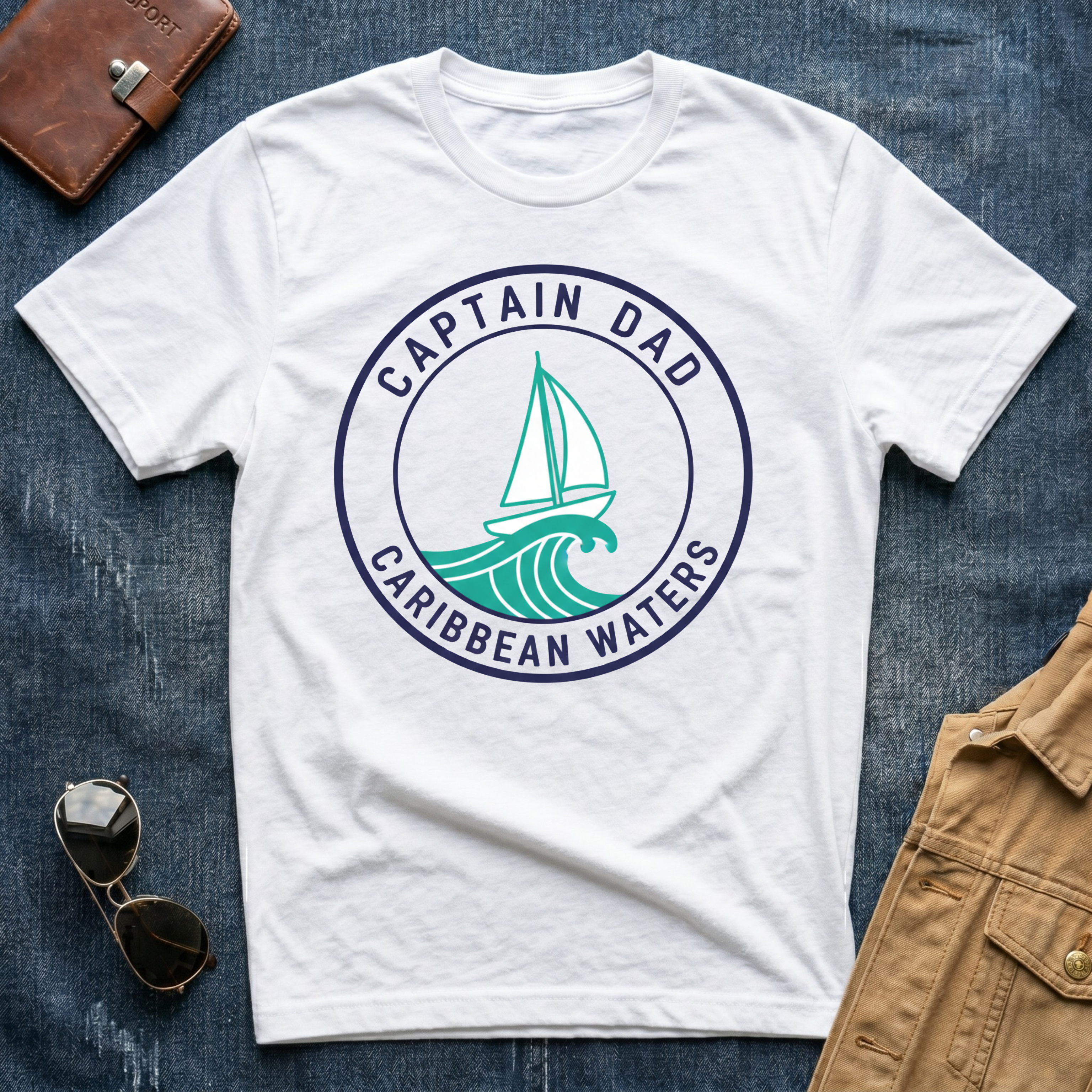 Captain Dad Caribbean Waters Blue T-Shirt