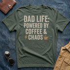 Dad Life Powered By Coffee and Chaos T Shirt