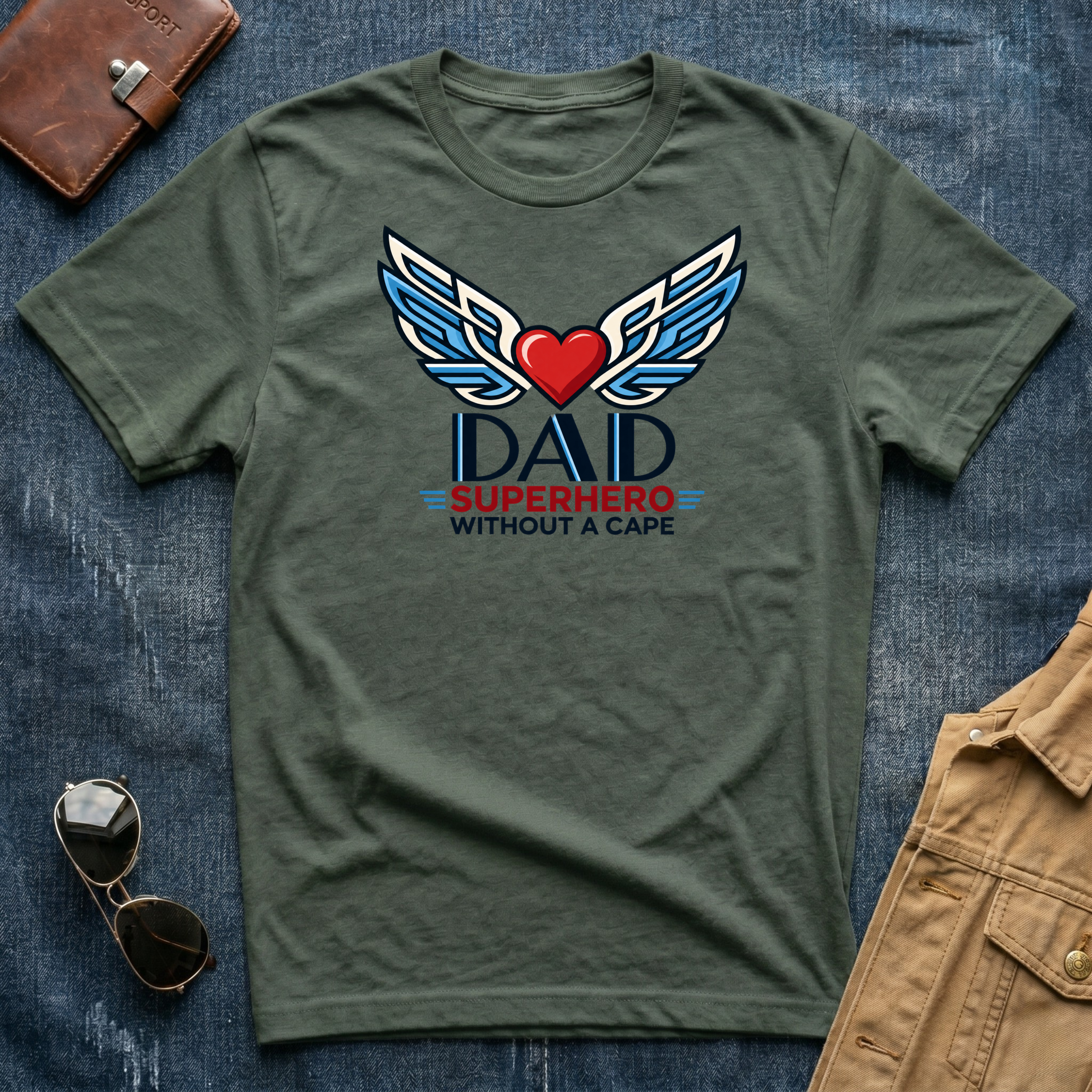 Dad Superhero Red White Blue T-Shirt