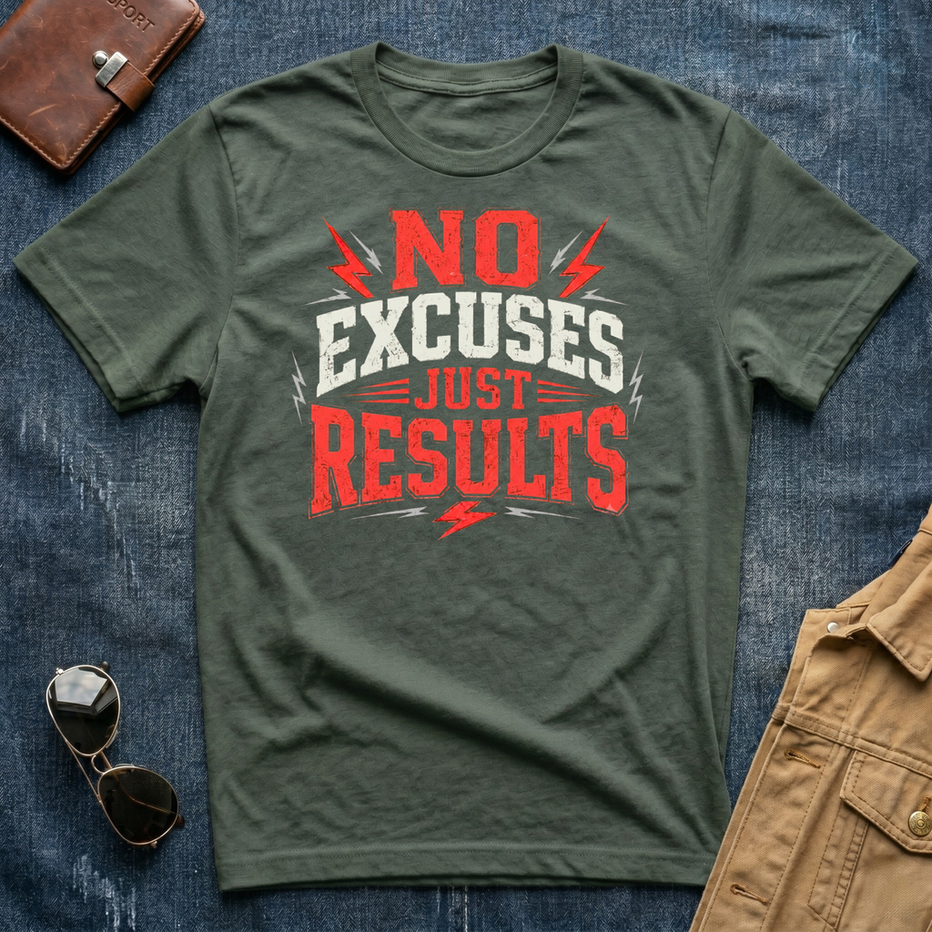 No Excuses Just Results Red T-Shirt