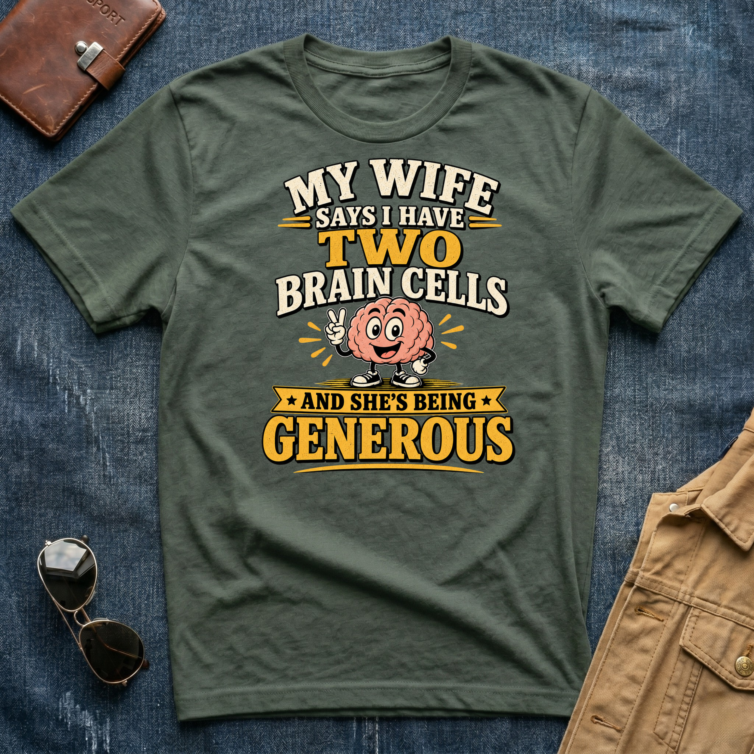 My Wife Says I Have Two Brain Cells T‑Shirt