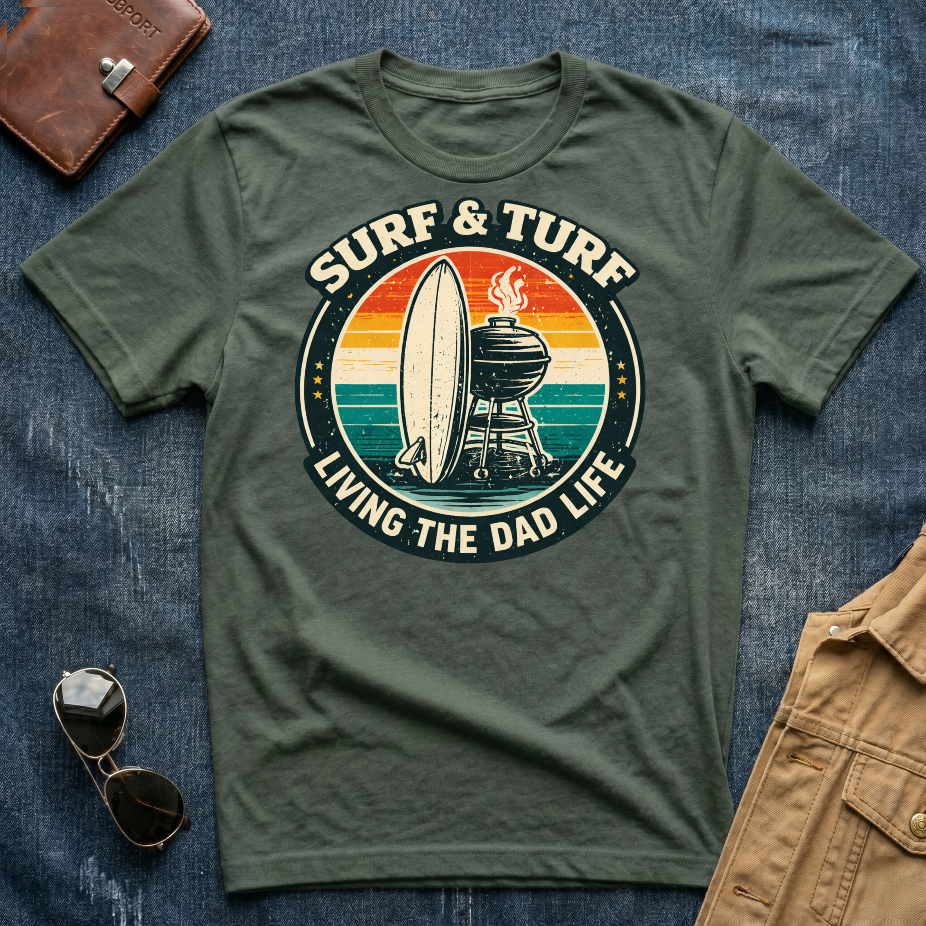 Surf & Turf Living the Dad Life T-Shirt